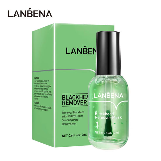 LANBENA Blackhead Remover Mask Soro de Máscara Removedora de Cravos com 100 Tiras – Limpeza Profunda, Redução de Poros, Purificação, Tratamento de Acne e Essência para Cuidados com a Pele.